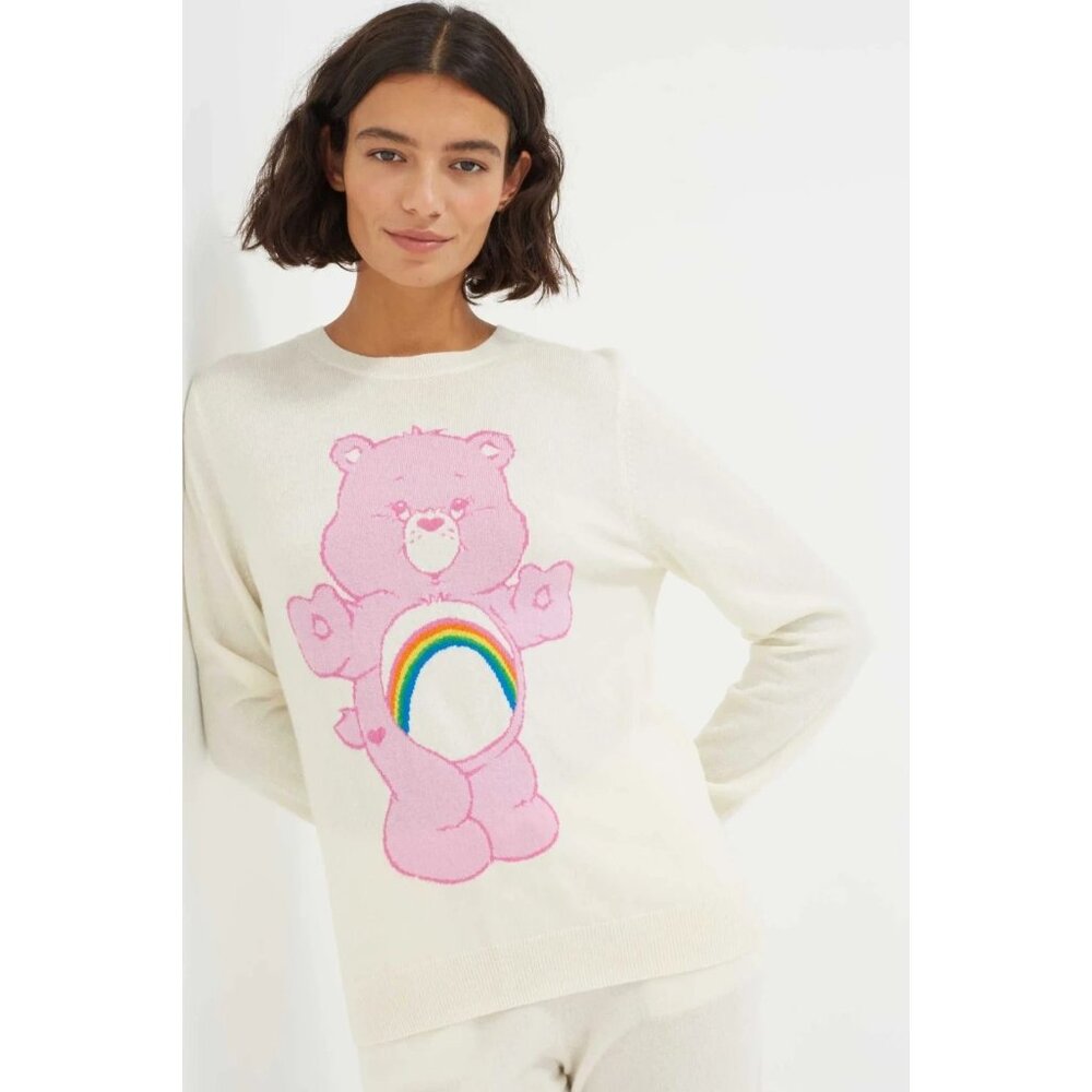 CHINTI & PARKER Care Bears Cheer Bear Sweater M Wool Cashmere Pink Rainbow Knit‎